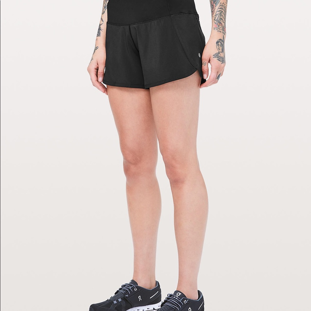 Black lululemon run times 4” shorts. Size 8.
